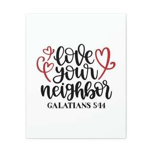 Scripture Sign Love Your Neighbor Galatians 5:14 Red Heart Christian Wall Art B